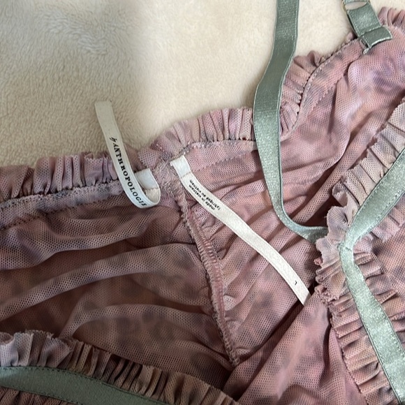 Anthropologie Sheer Mesh Midi Dress Size Large | Bodycon Ruched - Picture 12 of 16